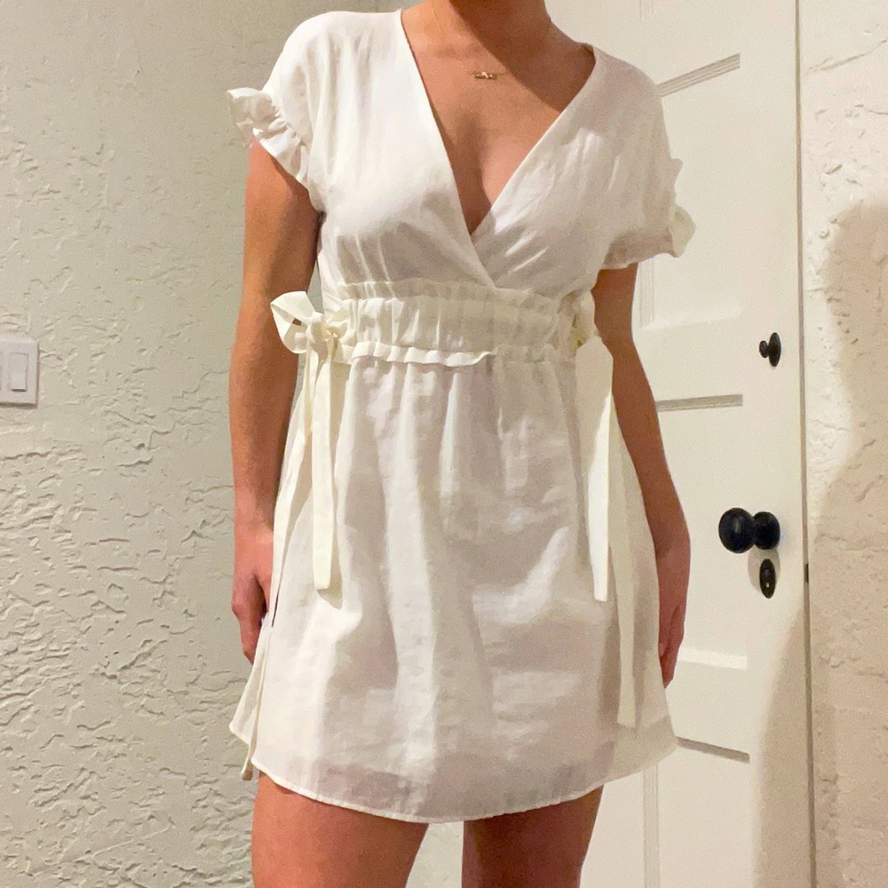 Zara White Open Back Dress